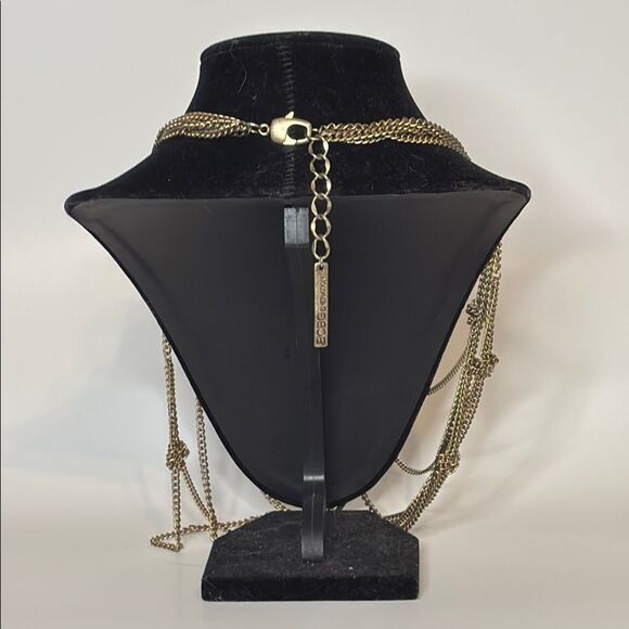 BCBG Generation Gold Tone Multi-Layer Chain Statement Bib Necklace 17” - Picture 4 of 6